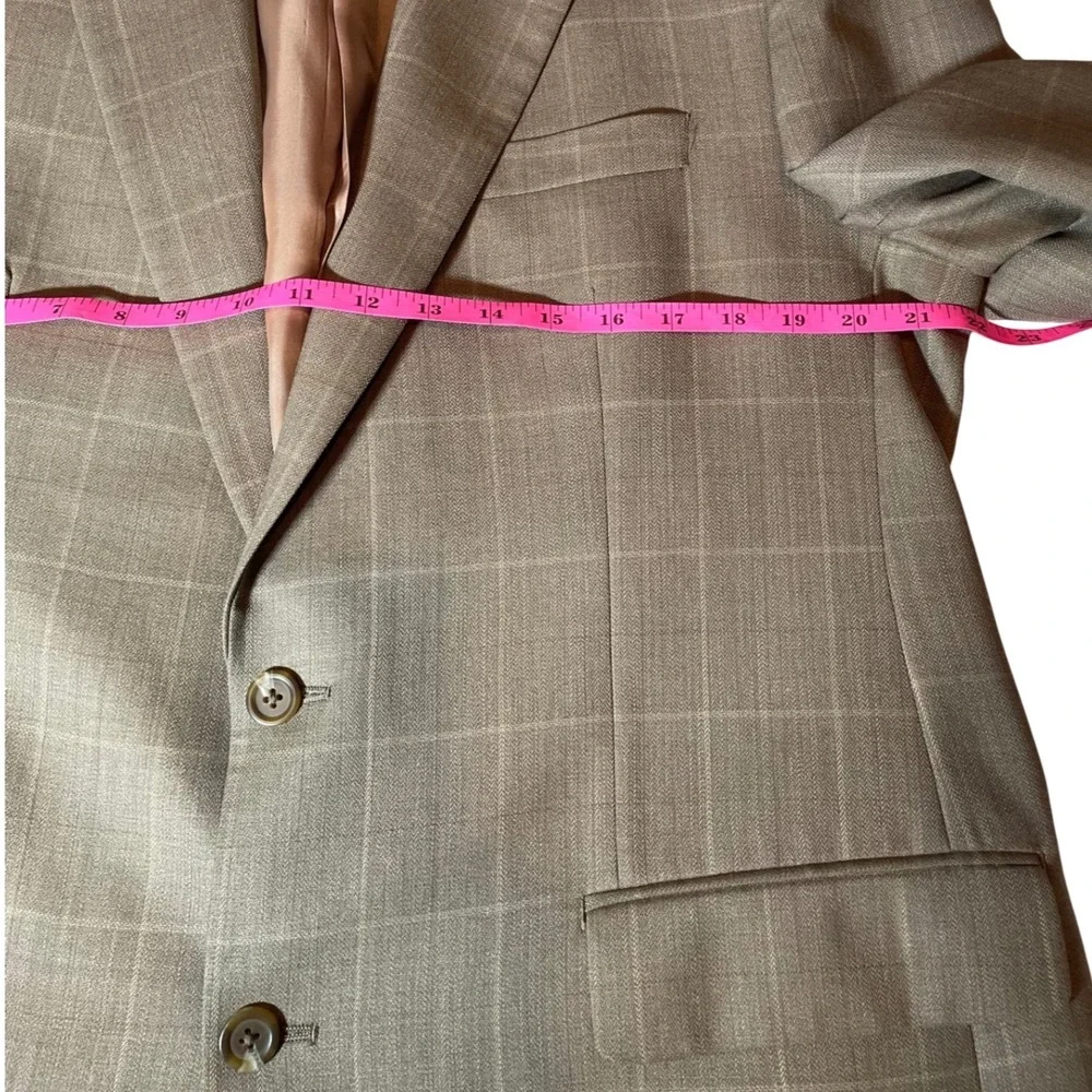 Lauren Ralph Lauren Mens 43L Brown Windowpane 100% Wool‎ 2-Button Sport Coat